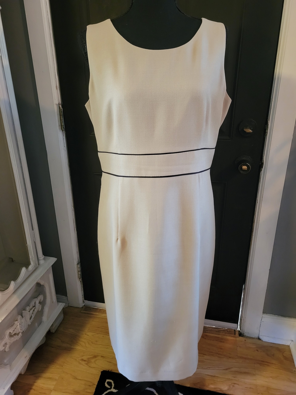 Kasper Beige Midi Dress with Black Trim Jacket - Picture 4 of 6